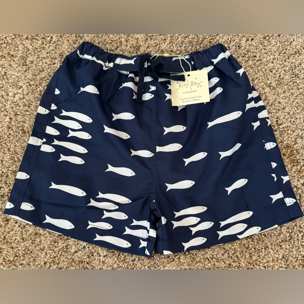 NWT Rachel Riley London Boys 7Y School of Fish Swim Trunks